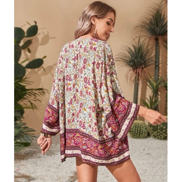 NEW!Gorgeous Boho vibe multicolour Kimono. Super soft, lightweight fabric - Picture 7 of 14
